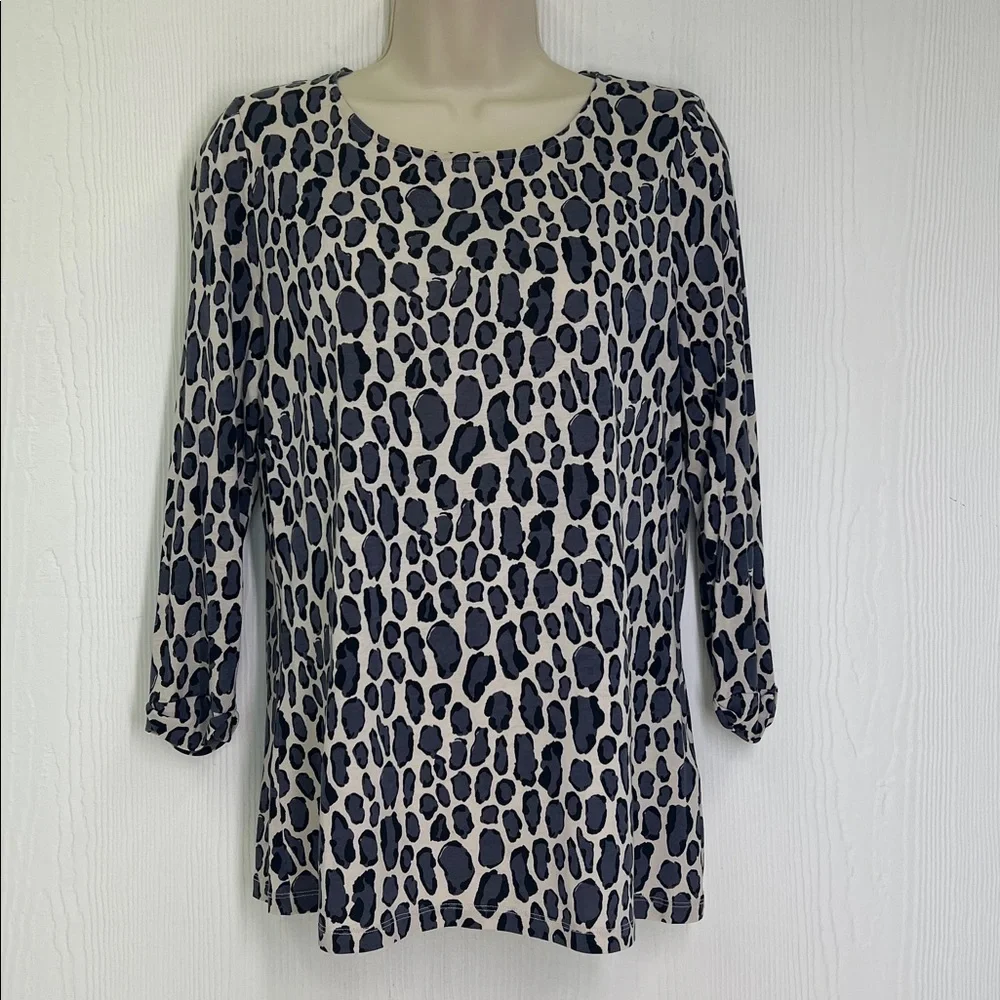 Boden - Leopard Colorful  Animal Print Round Neck Long Sleeve Blouse Size 6 - Picture 2 of 10